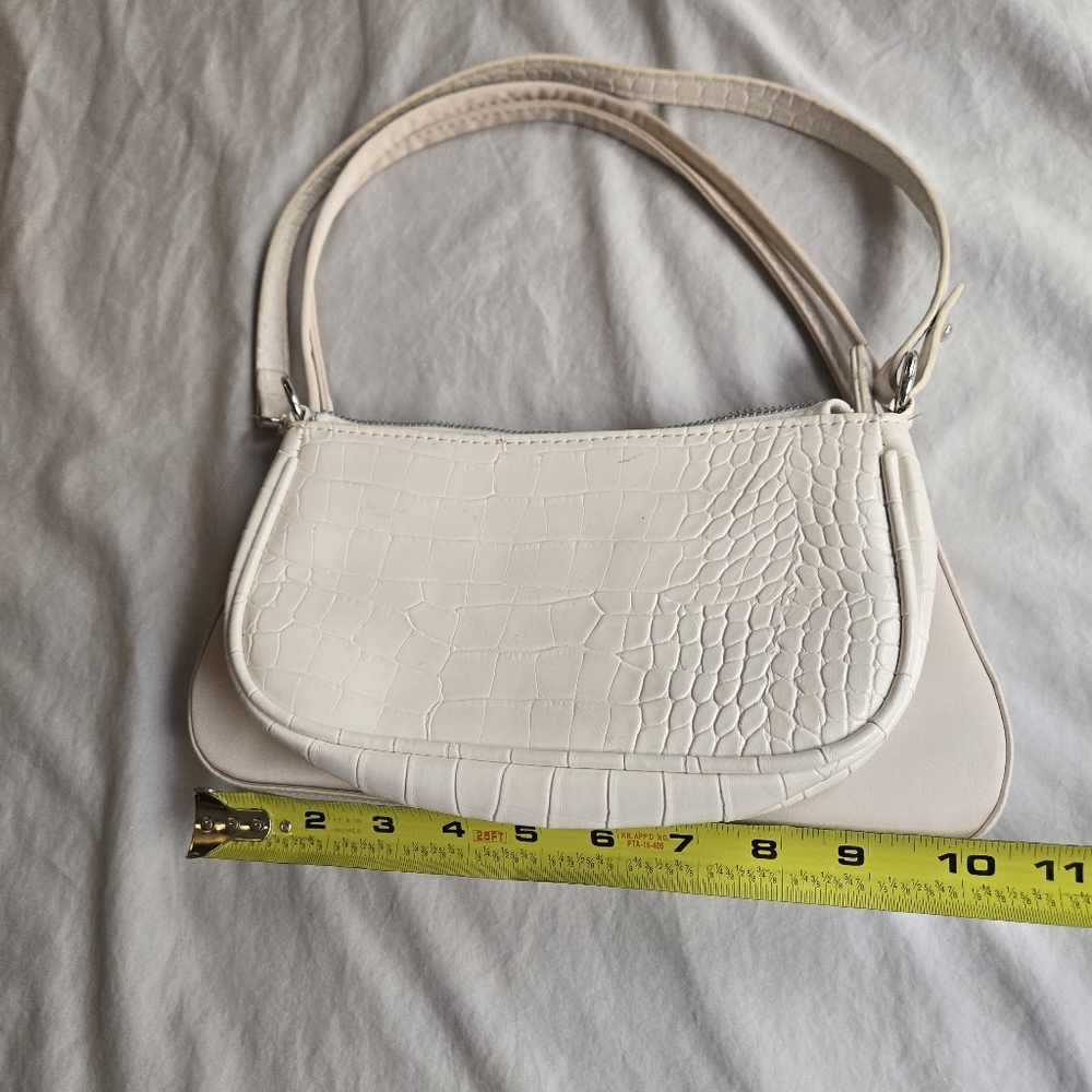Set 2: Ivory Mini Purse shoulder bags - alligator & satin zip top 90s y2k - Picture 6 of 8
